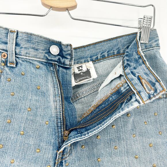 Levis 569 Womens Y2K Loose Straight Studded Raw Hem Cut Off Denim Shorts Size 29 - Picture 3 of 7